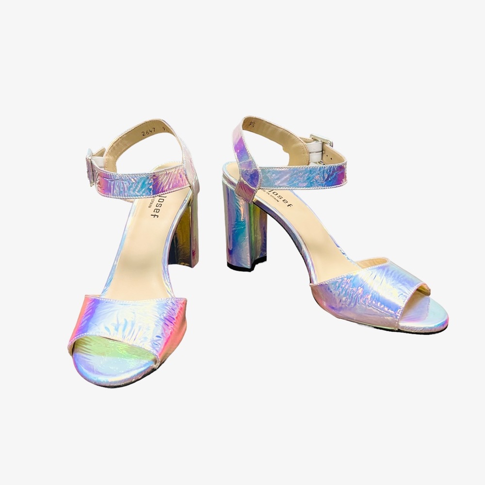 NEW Jon Josef Saffron lI Block Heel Metallic Sandal - Picture 1 of 6